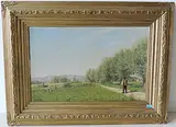 Landschaft bei Neuenburg by August Herzog, oil on canvas, offered Dec 2017