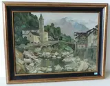 Brücke und Dorf im Tessin by Hodel, Ernst Ii., oil on board, sold Dec 2017