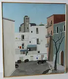 Quartier d'Ibiza", 1954 by Arthur Hurni, oil on canvas, sold Dec 2017
