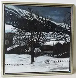 Winternacht über dem Dorf by Roger Kathy, oil on canvas, sold Dec 2017
