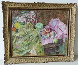Stillleben mit Früchten und Lilien by Curt Manz, oil on canvas, sold Dec 2017