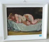 Liegender Frauenakt (recto) / Paris, le 14 juillet (verso) by Rudolf Zender, oil on board, sold Dec 2017