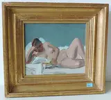 Liegender Frauenakt (recto) / Frauenportrait (verso) by Rudolf Zender, oil on board, sold Dec 2017