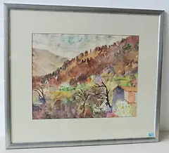 Landschaft by Fritz Hug, watercolor, offered Dec 2017
