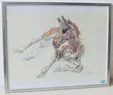 Liegendes Fohlen by Fritz Hug, watercolor, sold Dec 2017