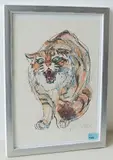 Fauchende Katze by Fritz Hug, color lithograph, sold Dec 2017