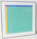 Diagonal von blaugrün aus blau und gelb zu rot 1:20 by Richard Paul Lohse, 1972, color lithograph, sold Dec 2017