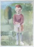 Kind in Landschaft stehend by Hans Rohner, watercolor, offered Dec 2017