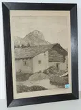 Berghütte by Gottardo Guido Segantini, etching, sold Dec 2017