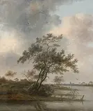 Baum am Flussufer by Holland, 17.Jh., oil on canvas, sold Sep 2017