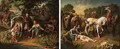 Gegenstücke: Rudolf von Habsburg und der Priester von Ibach / Rudolf von Habsburg an der Leiche König Ottokars by Österreich, 19.Jh., oil on canvas, sold Sep 2017