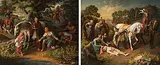 Gegenstücke: Rudolf von Habsburg und der Priester von Ibach / Rudolf von Habsburg an der Leiche König Ottokars by Österreich, 19.Jh., oil on canvas, sold Sep 2017