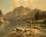 Der Altausseersee mit der Trisselwand in Steiermark by Adolf Chwala, oil on canvas, sold Sep 2017