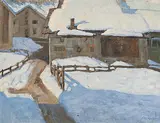 Dorf im Albulatal by Raffaele De Grada, oil on canvas, sold Sep 2017