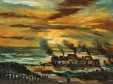 Maisons de pêcheurs by Frans Masereel, 1939, oil, sold Sep 2017