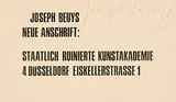 Joseph Beuys Neue Anschrift: Staatlich ruinierte Kunstakademie 4 Düsseldorf Eiskellerstrasse 1 by Joseph Beuys, 1973, pencil, offered Sep 2017