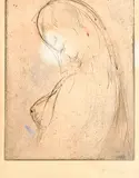 Frauenkopf (Vision I) by Wilhelm Lehmbruck, 1913, watercolor, sold Sep 2017