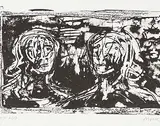Two Heads by Henry Moore, 1973, lithograph, sold Sep 2017