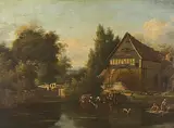 Umkreis Flusslandschaft mit Wäscherinnen by Jean Louis Demarne, oil on panel, offered Sep 2017