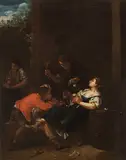 in der Art Fröhliche Gesellschaft in einer Schenke by Jan Miel, oil on canvas, offered Sep 2017