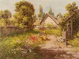 Sommerliche Gartenansicht by László Neogrády, oil on canvas, sold Sep 2017