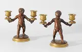 Frankreich, Ende 19.Jh by 1 Paar Armleuchter "Herkules-Knabe", bronze, sold Sep 2017