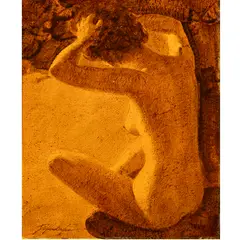 Nude #2 by Ed Diffenderfer, mixed media on board, sold Nov 2023