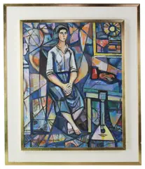 seated woman by Irving Amen, oil on canvas, sold Aug 2026