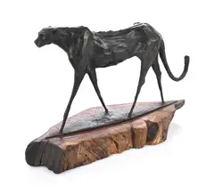 walking Cheetah by Johannes Daniel Lombard, bronze, sold Jul 2025