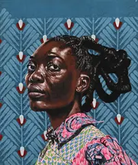 Portrait of a Woman by Bambo Sibiya, acrylic and charcoal on paper, sold Jul 2025