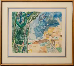 Landscape Scene by Joseph Zaritsky, 1970s, Lithograph in Colors, sold Feb 2025