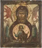 Russisch, um 1700 by Gottesmutter des Zeichens, tempera, sold Sep 2017