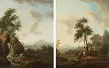 Zugeschrieben Folge von vier Ideallandschaften mit Personen- und Tierstaffagen by Johann Balthasar Bullinger, oil on canvas, sold Sep 2017