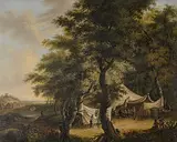 Zugeschrieben Festzelt in bewaldeter Landschaft by Johann Kaspar Kuster, oil on canvas, offered Sep 2017