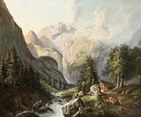 Blick auf den Silberenstock im Klöntal, 1857 by Jakob Ziegler-Sulzberger, oil on canvas, sold Sep 2017