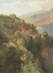 Am Walensee bei Murg, 1863 by Johann Gottfried Steffan, oil on canvas, sold Sep 2017