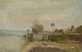 Wäscherin am Ufer des Genfersees by Barthélemy Menn, oil on paper, offered Sep 2017