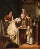 La diseuse de bonne aventure", 1839 by Jean Louis Populus, oil on canvas, offered Sep 2017