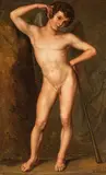 Amor mit umgestürzter, erloschener Fackel, als Sinnbild des Todes, 1834 by Ludwig Vogel, oil on canvas, sold Sep 2017
