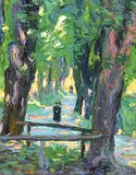 Waldweg", 1909 by Emil Adolf Kuhn, oil on canvas, sold Sep 2017