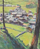 Unterwasser, Valais", um 1935 by Henri Marcel Robert, oil on canvas, sold Sep 2017