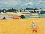 Sommer im Waadtland", 1961 by Hans Potthof, oil on canvas, sold Sep 2017