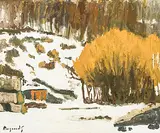 Hiver à Peney Genève", 1982 by Georges Borgeaud, oil on canvas, offered Sep 2017
