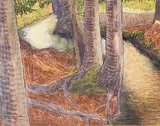 Le bisse dans le forêt by Charles-Clos Olsommer, 1920, watercolor, offered Sep 2017