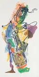 Trommler by Lill Tschudi, color woodcut, offered Sep 2017