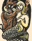 Ich weiss nicht was soll das bedeuten... by Lill Tschudi, color woodcut, offered Sep 2017