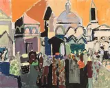 Belebte Piazza, 1957 by Eugen Früh, oil on canvas, sold Sep 2017