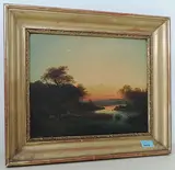 Schnepfenjagd am Starnbergersee", 1848 by Rudolf Obrist, oil on panel, offered Sep 2017