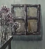 Im Schweizerhaus", 1984 by Hans Witschi, oil on canvas, sold Sep 2017