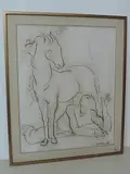 Mädchen mit Pferd by Maurice Barraud, mixed media, sold Sep 2017